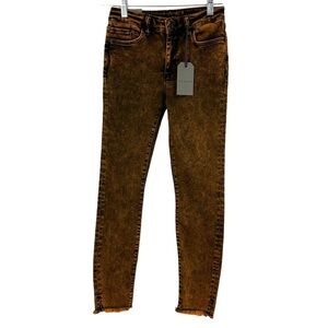 NWT AllSaints Miller Mid rise Skinny Orange Acid Washed Jeans Size Medium